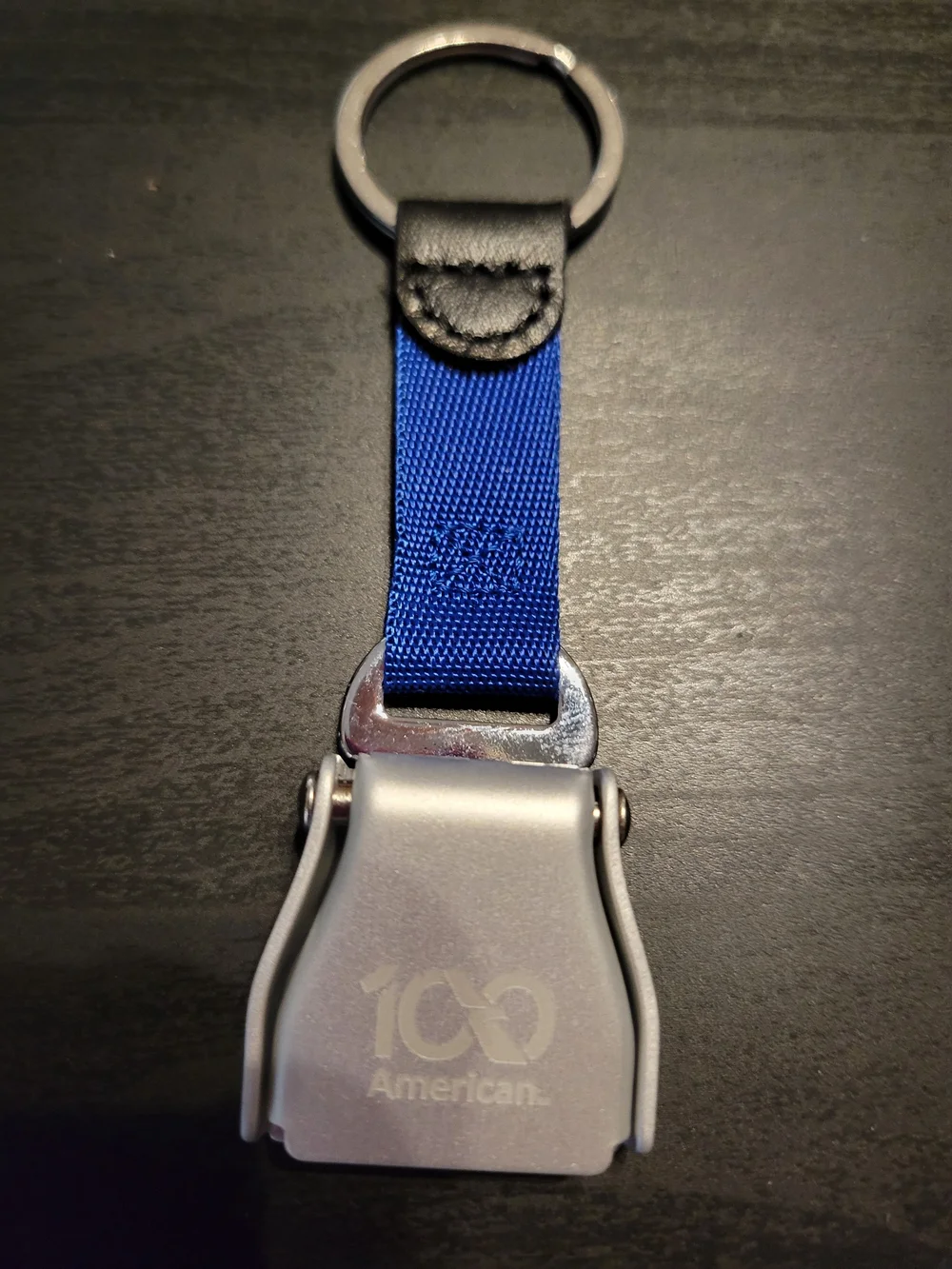 American 100 Anniversary Seatbelt Key Chain – Blue